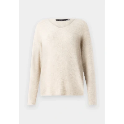 Afbeelding van Vero Moda Vmcrewlefile V NECK Trui, Dames, Maat: Small, Birch/silver coloured