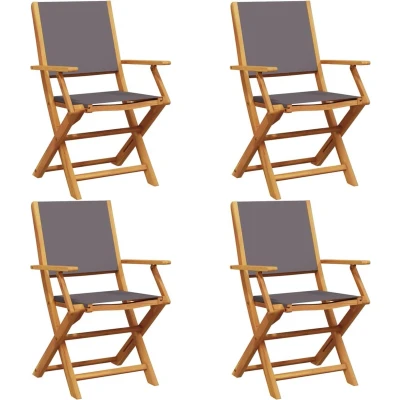 Afbeelding van vidaXL Tuinstoelen 4 st inklapbaar massief hout en stof antracietkleur