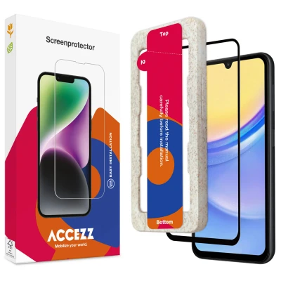 Afbeelding van screenprotector Samsung Galaxy A15 (4G): Accezz Gehard glas Full Cover met bio applicator