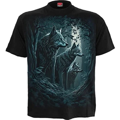 Afbeelding van Spiral Forest Guardians T shirt zwart S 100% katoen Basics, Dieren, Rock wear