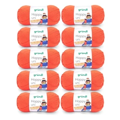 Afbeelding van Gründl Happy uni (brei en haakgaren met wolachtig karakter van 100% polyacryl, anti pilling, 100 g / 250 m, naalddikte: 4 5, 10 x g), oranje