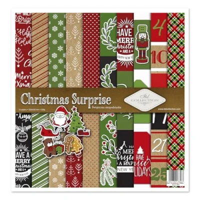 Afbeelding van ITD Collection scrapbooking package 12 x inches, paper, decorative decoupage, card making, paper size 310 320 mm (Christmas Surprise, SLS055)