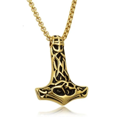Afbeelding van Mendes heren ketting Edelstaal Viking Thors Hamer Goudkleurig