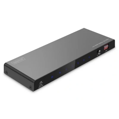 Afbeelding van DIGITUS DS 55340 HDMI Splitter 1x4 Ingang: 1 poorts/Uitgang: 4 poorts UHD 8K/60 Hz HDTV: 7680 x 4320p HDCP 2.3 &amp; 2.1 HDR, Deep Colour, EDID switch Toslink, Stereo (3,5 mm)