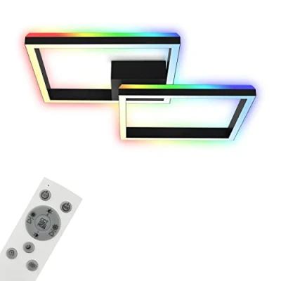 Afbeelding van BRILONER plafondlamp RGB, Achtergrondverlichting LED, dimbaar, instelbare kleurtemperatuur, LED Frame afstandsbediening, zwart