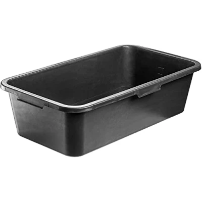 Afbeelding van KADAX mortelbak 40 liter, voor bouwplaats, 70 x 39 18 cm, vierkante cementbak van kunststof, zwarte mortelkist, stabiele betonbak met handgrepen, eetbak, bouwbak, mortar box
