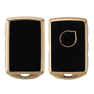 Afbeelding van kwmobile Autosleutel hoesje compatibel met Volvo 4 knops Keyless Go hoes behuizing Sleuteletui in zwart/goud