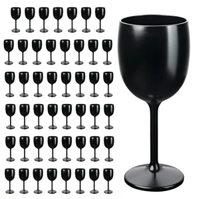 Afbeelding van Herbruikbare wijnglazen in zwart selecteerbaar 6, 12, 24 of 48 stuks champagneglas champagnefluiten champagneglazen inhoud, grootte: