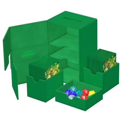 Afbeelding van Ultimate Guard Twin Flip&#039;n&#039;Tray Deck Case 160+ XenoSkin Monocolor Green
