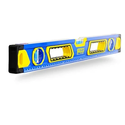 Afbeelding van S&amp;R Aluminium waterpas magnetisch met 3 schokbestendige libellen: horizontaal/verticaal / 45 graden, goed leesbare cm schaal, 0,5 mm/m nauwkeurige nauwkeurigheidsklasse 1, anti stoot eindkappen (60