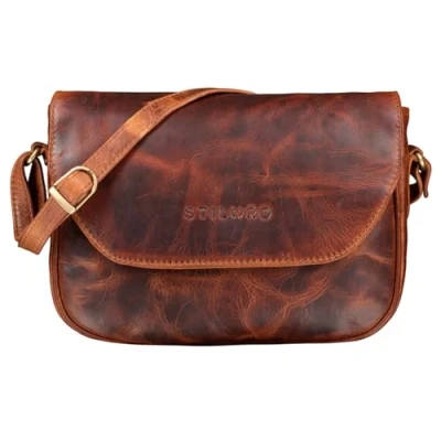 Afbeelding van Dames Handtas Schoudertas Echt Leer Vintage Lederen Tas voor Uitgaan Klassieke Avondtas Partytas Leer, Kleur:kara cognac