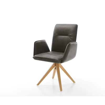 Afbeelding van Draaistoel Vinja Flex houten frame hoekig antraciet vintage 180 draaibaar