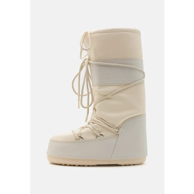 Afbeelding van Moon Boot ICON Unisex Veterlaarzen, Maat: 35 38, Cream Imitatieleer/ textiel