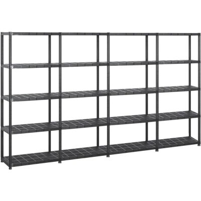 Afbeelding van vidaXL Opbergrek 5 laags 284x38x170 cm kunststof zwart