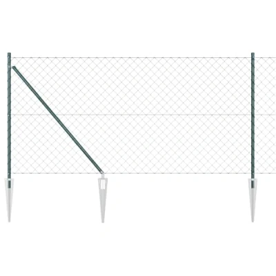 Afbeelding van vidaXL Kettinglink hek met 13 spijkerpalen 1x25 m Gegalvaniseerd staal