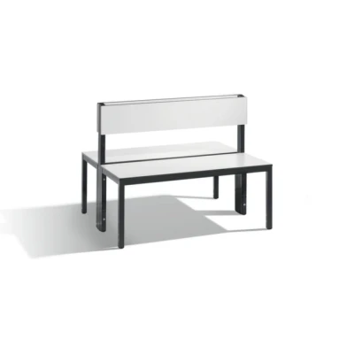 Afbeelding van Dubbelzijdige houten bank met rugleuning Basic Plus en zonder schoenenrek CP