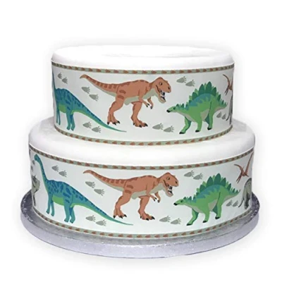 Afbeelding van Top That Eetbaar decorblad schattig dinosaurus grenslint perfect voor het decoreren van kindertaarten gemakkelijk te gebruiken
