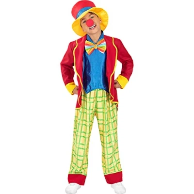 Afbeelding van Funidelia Clown Kostuum voor jongens Clowns, Circus, Originele en Leuke kinderen Accessoire verkleedkleding rekwisieten Halloween, carnaval &amp; feesten Maat 97 104 cm Rood