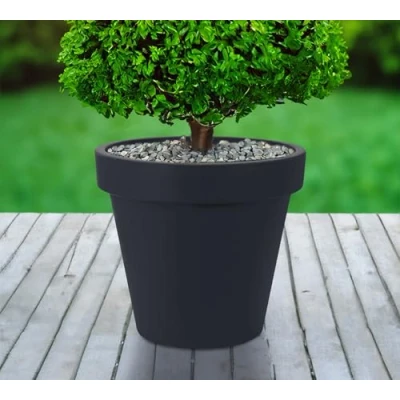 Afbeelding van Spetebo XXL plantenbak antraciet Ø 58 cm kunststof bloemenbak groot bloempot
