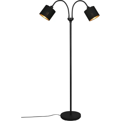 Afbeelding van REALITY Leuchten Tommy Vloerlamp 2x E14 Mat Zwart Goud
