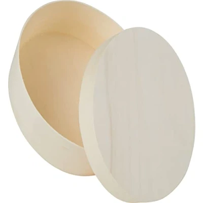 Afbeelding van VBS houten spaandoos, ovaal, 12 x 9 cm, H 5 cm