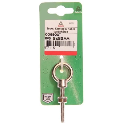 Afbeelding van Deltafix ringschroef draad lang r.v.s. a4 80 mm x 8 1 st.