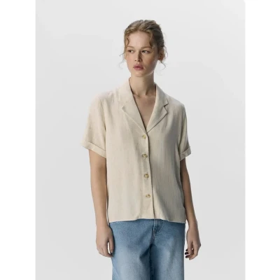 Afbeelding van Object Blouse Objsanne S/s Re Shirt Noos 23045709 Sandshell Dames Maat W34
