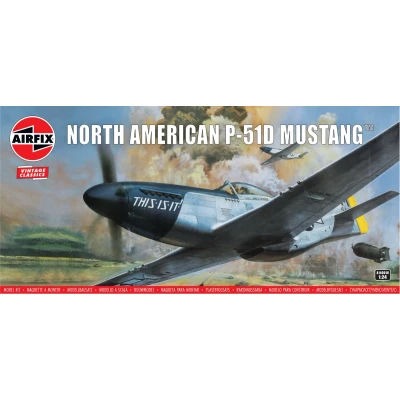 Afbeelding van 1:72 Airfix 14001V North American P 51 Mustang Vintage Classics Propeller Vliegtuig Plastic Modelbouwpakket