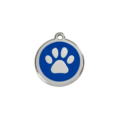 Afbeelding van Paw Print Navy roestvrijstalen hondenpenning small/klein dia. 2 cm RedDingo