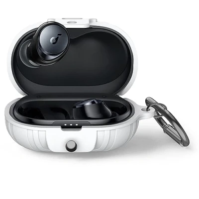 Afbeelding van MOWYEOK siliconen hoes, compatibel met Anker Soundcore Space A40, draagbare kras en schokbestendige led aan de voorkant zichtbaar, voor A40