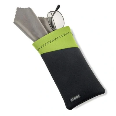 Afbeelding van Carson Neoprene Brillenhoesje met microvezeldoekje Grijs/Groen