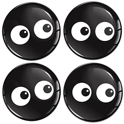 Afbeelding van Biomar Labs® 4 x 60 mm stickers 3D ogen zwart siliconen voor wieldoppen naafdoppen wielnaafdop wiel sticker naafdop A 1860