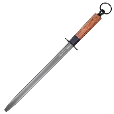 Afbeelding van MITSUMOTO SAKARI 44 cm Japanse Messenslijper van, Professionele Keukenmessenslijper, Zwart Diamant Flat Slijpstaal (Zuurhouten handvat en Geschenkdoos)