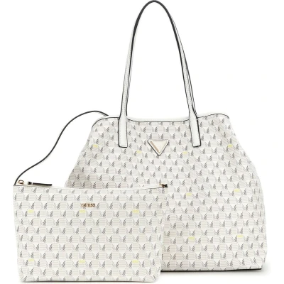 Afbeelding van GUESS Shopper Schoudertas G Wave Large 2 In 1 Tote Bag Stone Logo Wit