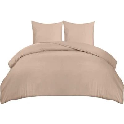 Afbeelding van Utopia Bedding Dekbedovertrek Set Zachte Microvezel 260x240cm met Kussenslopen 65x65cm Beddengoed Beige