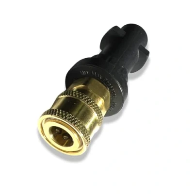 Afbeelding van M&amp;M Smartek Snelkoppelingsaansluiting bajonetadapter 1/4 inch voor hogedrukreinigers zoals compatibel met Kärcher K2 K7 messing schuimlans schuimsproeier hogedrukreiniger autowassen