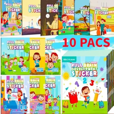 Afbeelding van JoyJoyful 10 stuks herbruikbare stickers, boek voor 2, 3, 4, 5, 6 jaar, herbruikbaar, waterdicht, stickerboeken kinderen, dierenruimte educatief cadeau