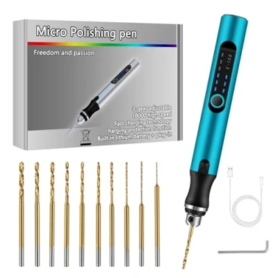 Afbeelding van Comius Sharp Elektrische mini boorpen, 3 versnellingen, draadloos, USB oplaadbaar, doe het zelf handboor, met 10 spiraalboren (0,6 2,2 mm), boormachine voor hars, sieraden maken, kunststof,