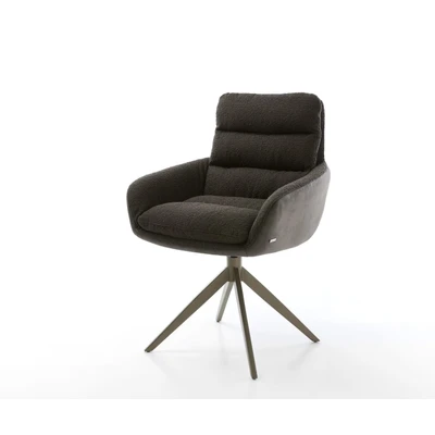 Afbeelding van DELIFE Draaistoel Abelia Flex met armleuning materiaalmix zwart kruisframe breed afwerking titanium 360 draaibaar rocker functie