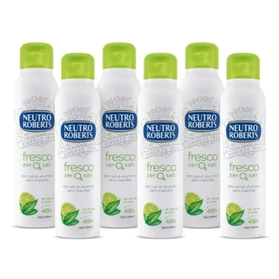 Afbeelding van Neutro Roberts, Amazon Luchtverfrisserspray, groen, met groene thee en limoen, zonder aluminiumzouten, geen vlekken, deodorant voor dames heren, 6 flessen à 150 ml