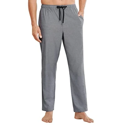 Afbeelding van SCHIESSER Mix+Relax lounge broek lange pijpen dun niet elastisch zwart met wit visgraat dessin Maat: M