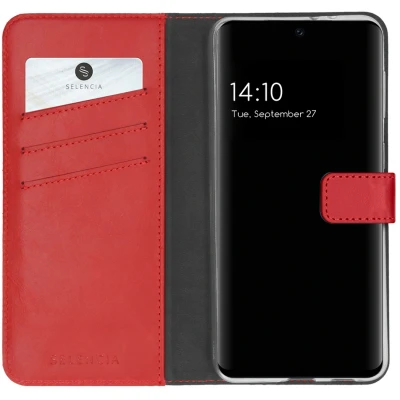 Afbeelding van Samsung Galaxy S21 FE Hoesje Echt leder Selencia Bookcase Rood Telefoonhoesje