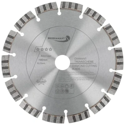 Afbeelding van PRODIAMANT Laser diamantdoorslijpschijf 180 mm beton gewapend steen en baksteen diamant turbo segmenten lasergelast