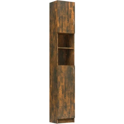 Afbeelding van vidaXL Badkamerkast 32x25,5x190 cm bewerkt hout gerookt eikenkleurig