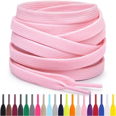 Afbeelding van Miscly Platte Schoenveters, Meerdere Lengtes en Kleuren Beschikbaar (Roze, 137 cm)