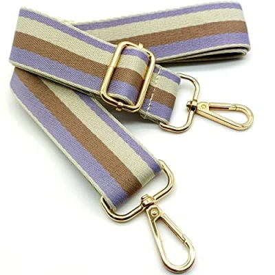 Afbeelding van Verstelbare schouderriem, tas, paars bruin wit, tasriemen om te wisselen, tasriem breed met karabijnhaak, goud, 80 130 cm, voor dames, schoudertas, moderne handtas, 3,8 23