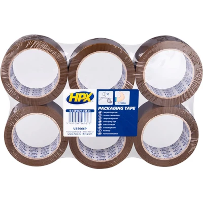Afbeelding van HPX Verpakkingstape flatpack 6 rollen Bruin 50mm x 66m VB5066P