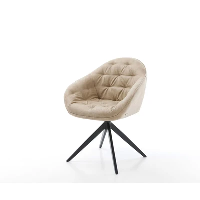 Afbeelding van DELIFE Draaistoel Gaio Flex microvelours beige vintage kruisframe breed zwart 360 draaibaar rocker functie