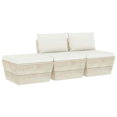 Afbeelding van 3 delige Loungeset met kussens pallet vurenhout