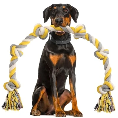 Afbeelding van Norvy Hondenspeelgoed, touw voor honden, extra groot, 6 knopen, interactief speelgoed, hondentouw, onverwoestbaar, grote agressief kauwen